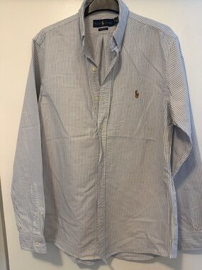 Ralph Lauren Light Blue and White Striped Oxford Shirt
